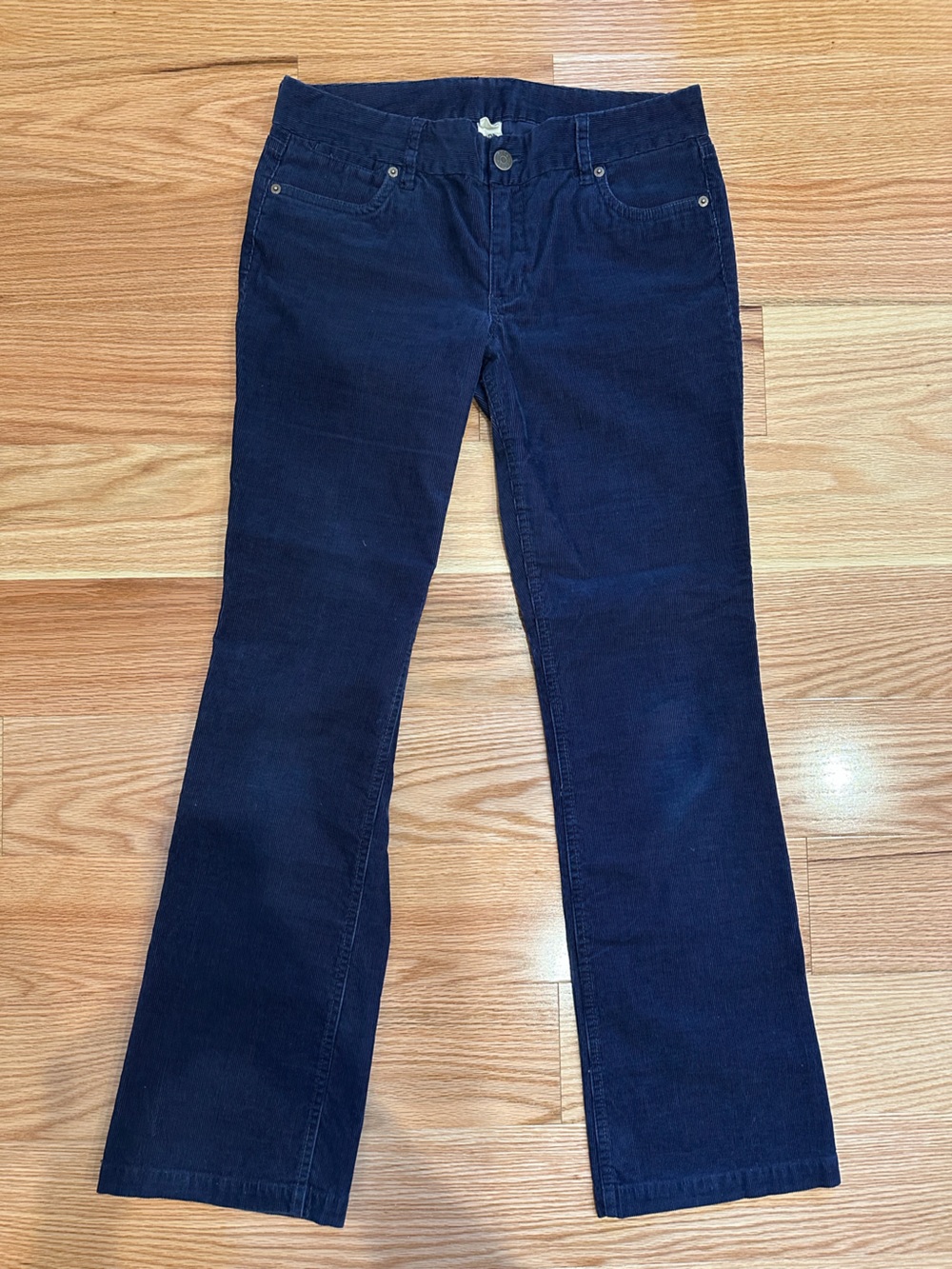 J. Crew Women's Navy Corduroy Pants Favorite Fit Slight Flare Sz 8